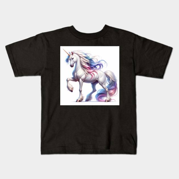 Unicorn Study - Fantasy AI Kids T-Shirt by Oldetimemercan